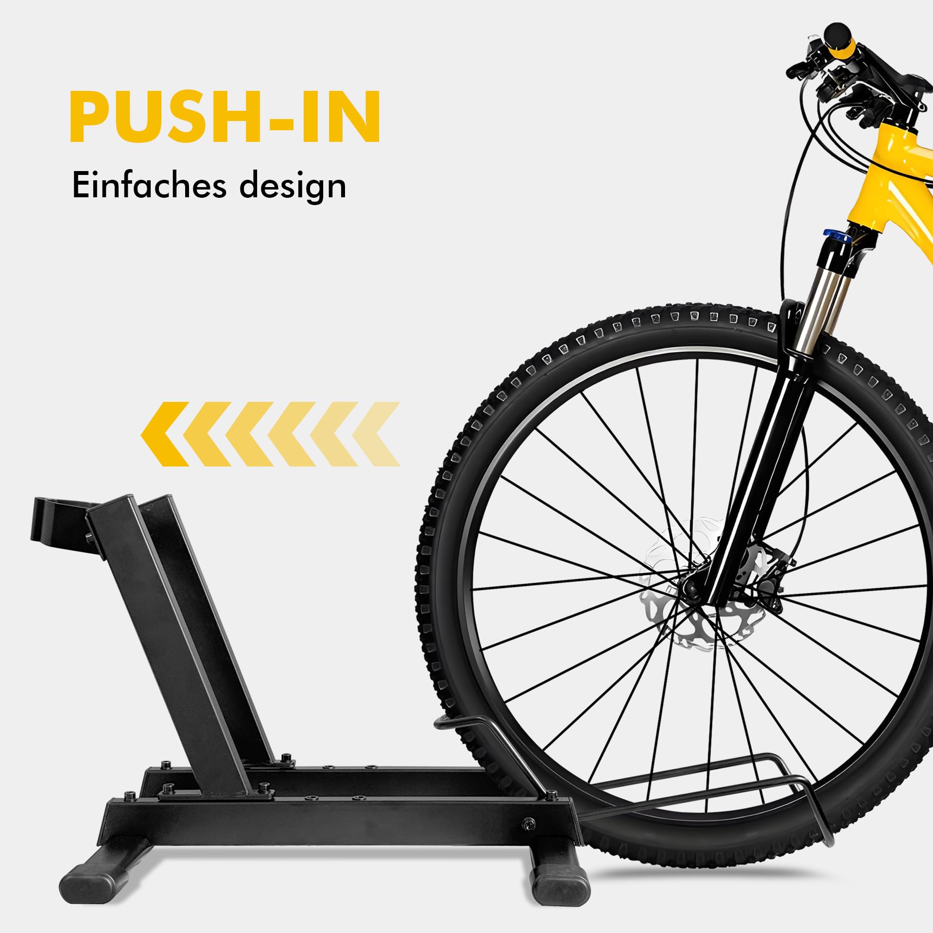 Mimoke E-Bike & Fahrradständer – freistehender Bodenständer aus Stahl, vorn-hinten verstellbar, für 20–29 Zoll Räder, bis 38 kg, geeignet für Elektrofahrräder und Fahrräder, Garage & Keller