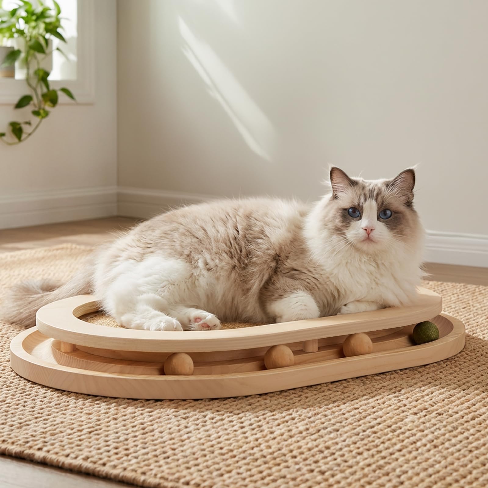 Grattoir pour Chat,Jouet pour Chat 2 en 1 avec Circuit,Tapis à Griffer