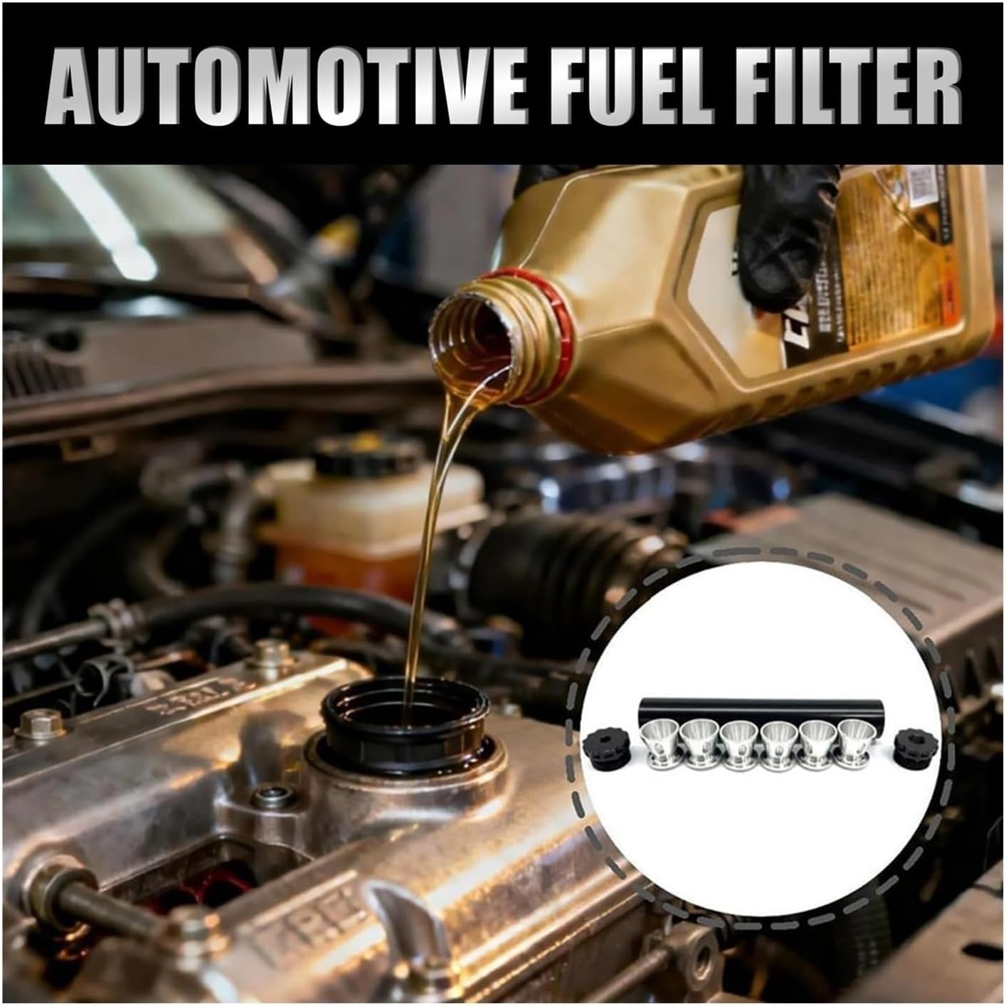 Black Aluminum Solvent Filter Trap Kit High-Efficiency 1/2x28 Fuel Filter with Baffles Suppressor Cleaner Oil Filter