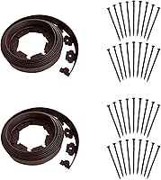 MTBGarden 40FT Brown No-Dig Landscape Edging Kit with 36 Spiral Spikes - Premium 2in Yard Border Fence