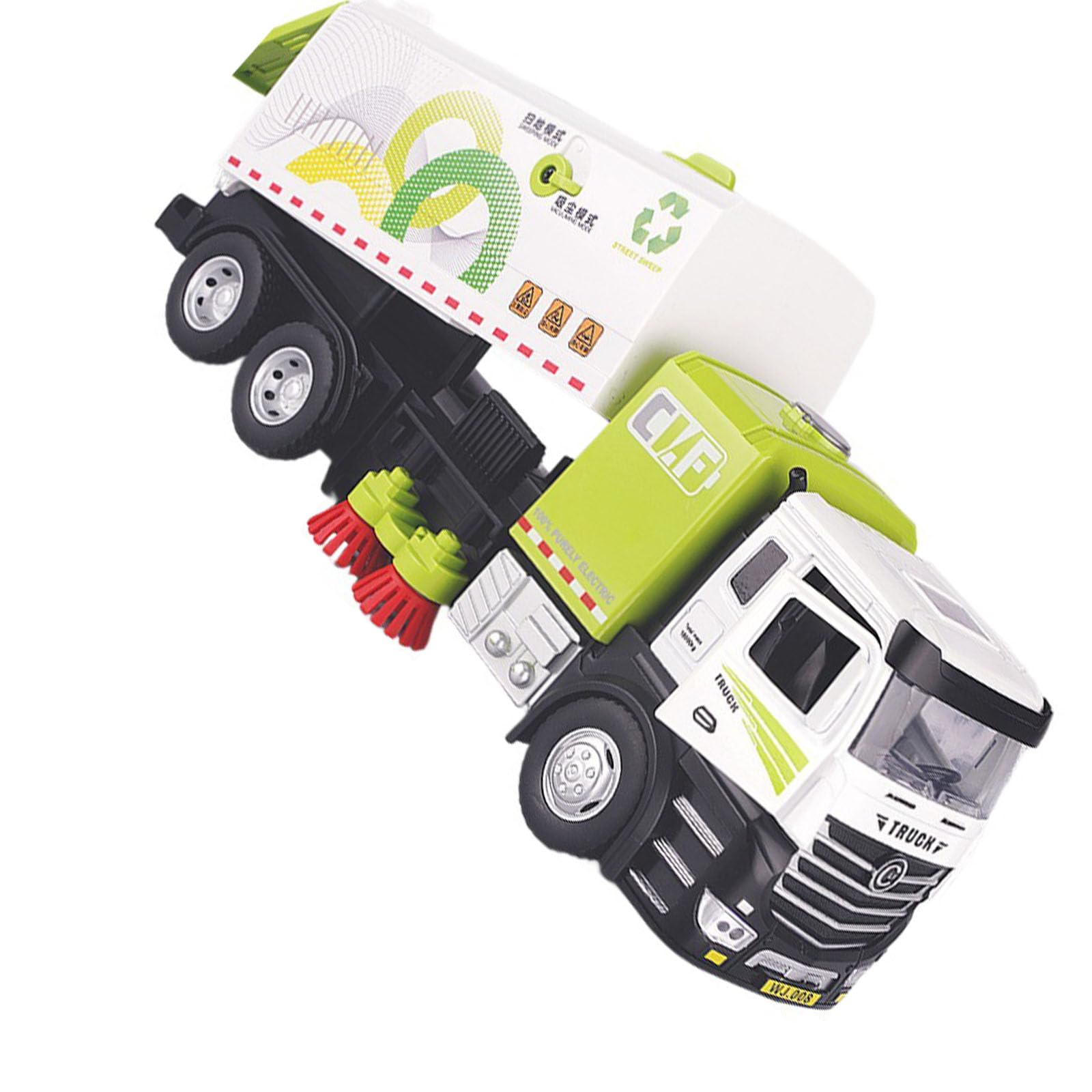 Modello camion spazzatrice sottovuoto in lega grandi dimensioni aggiornato, giocattolo a spinta manuale, educativo per bambini, colore stabile, gioco permanente, gioco pratico con i giocattoli