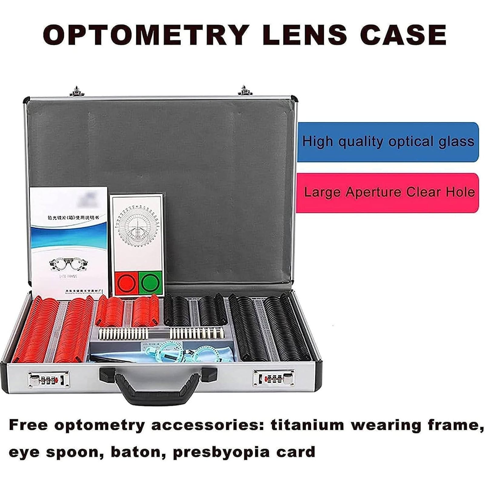 Lenti di prova ottiche da 266 pezzi, set di kit optometrico, lenti per ottici con occhiali di prova, lenti scatola optometrica attrezzatura di prova accessori per la protezione degli occhi