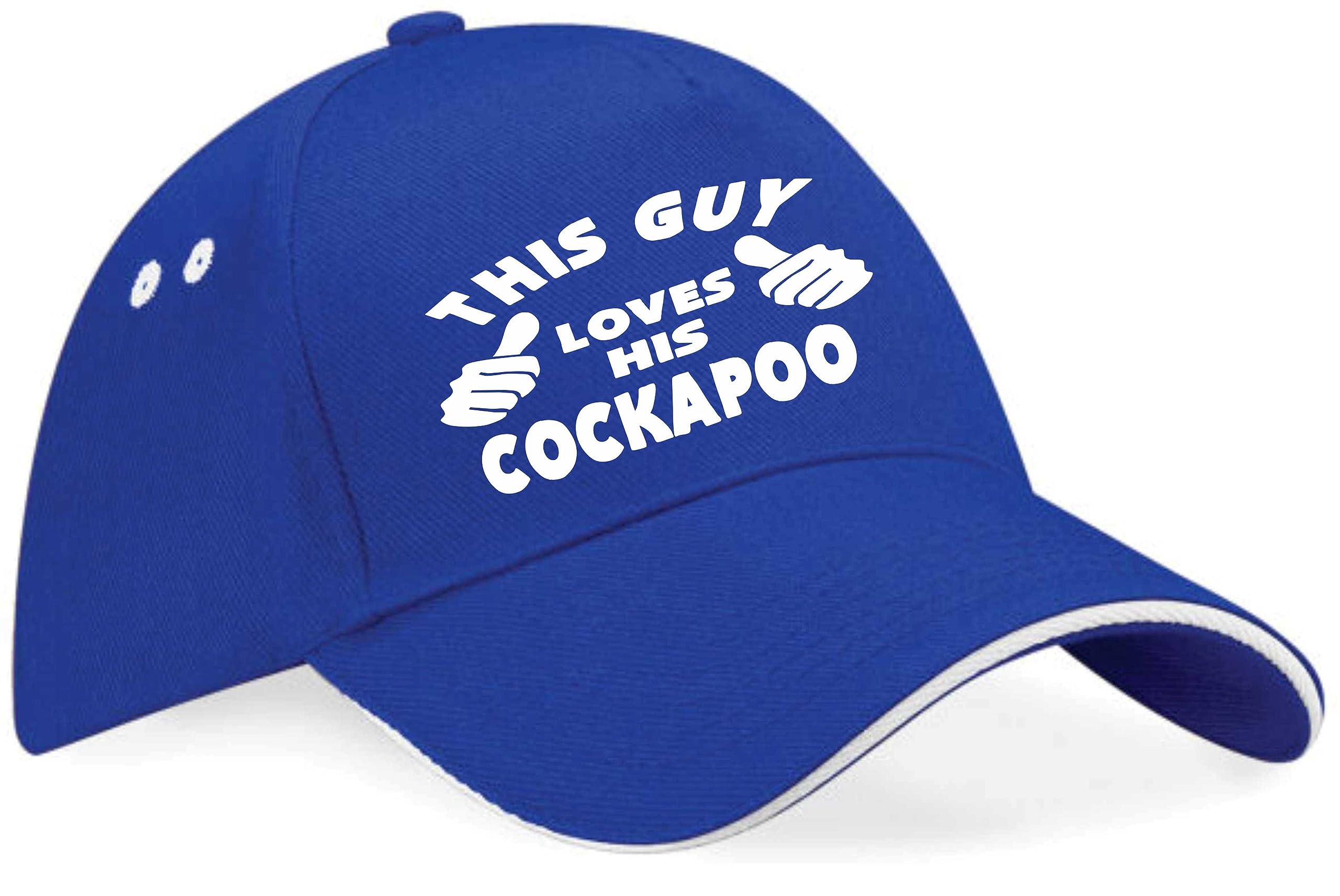 Print4U This Guy Loves His Cockapoo Baseball Cap Dog Lover Birthday Gift Men Blue