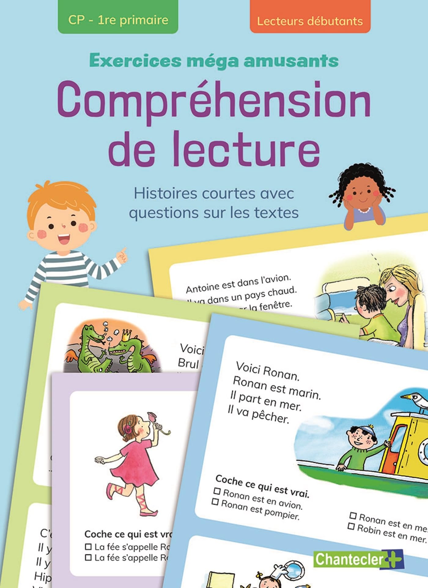 Exercices méga amusants – Compréhension de lecture – CP (bloc bleu): Histoires courtes avec questions sur les textes