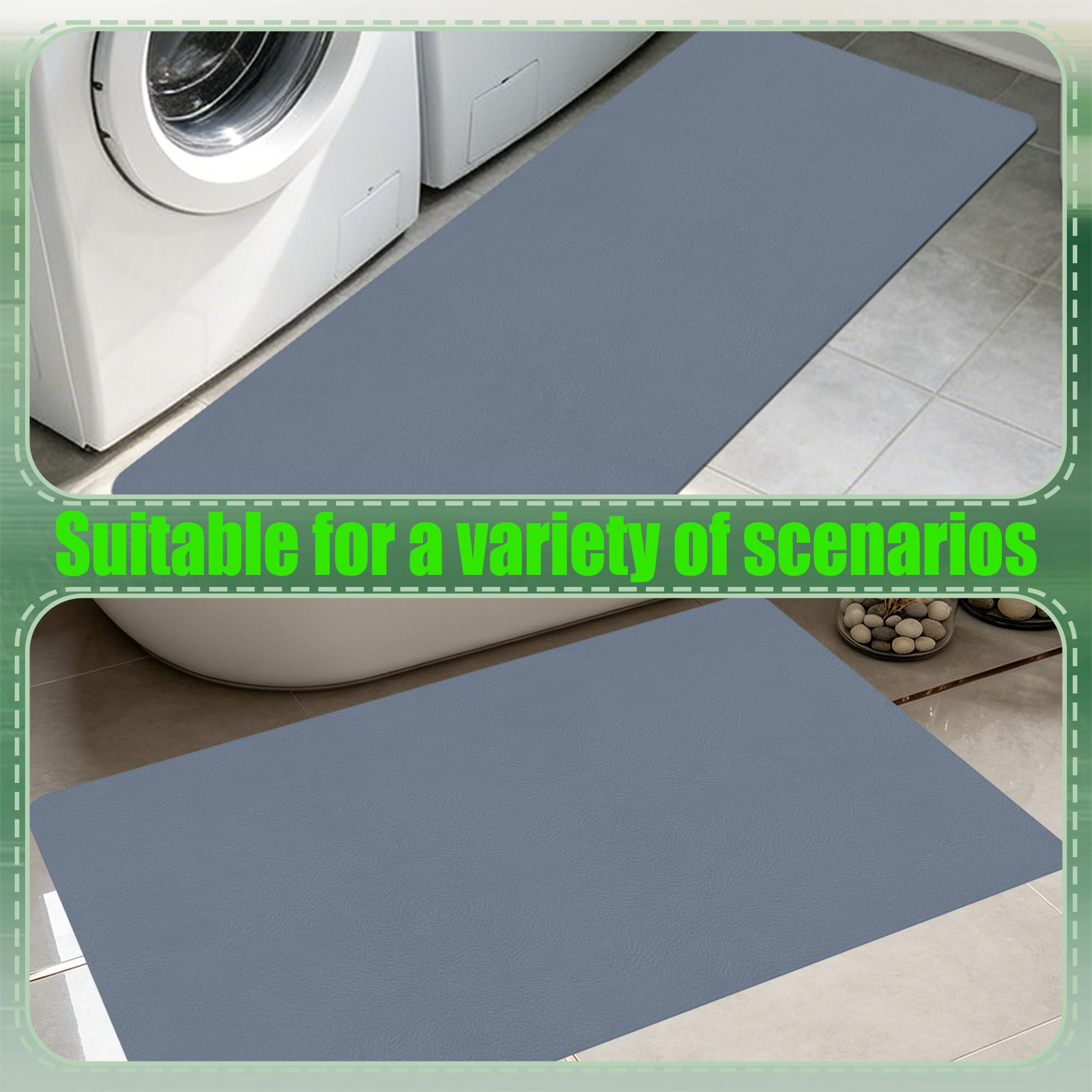 Alfombra Diatomita Baño 40 x 160 cm Super Absorbente Alfombrilla de Baño Extragrande Higiénico y Funcional para Bañera, Ducha, Cuarto de y Cocina, Azul