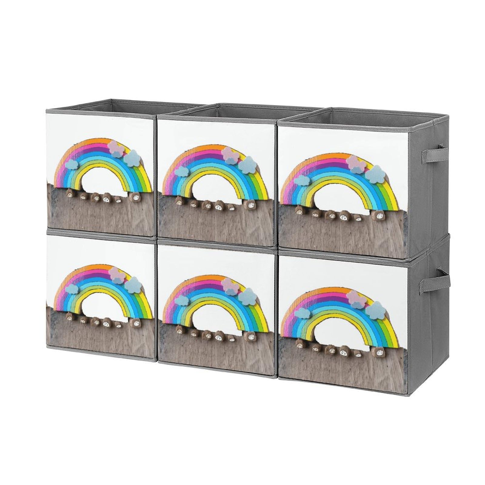 Petite boîte de rangement pliable lot de 6 cubes arc-en-ciel pour chambre d'enfant