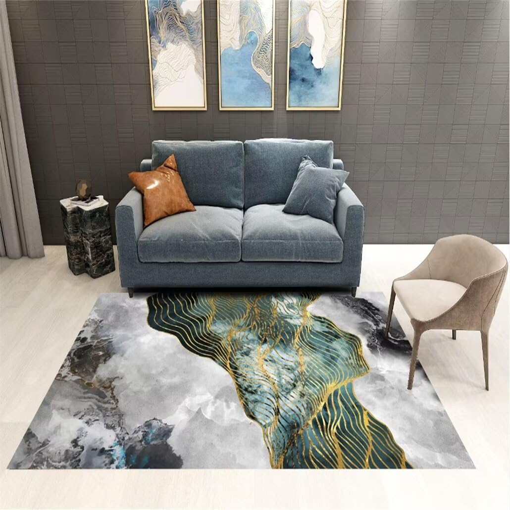 Tapis de salon moderne gris résistant aux taches pour salle à manger