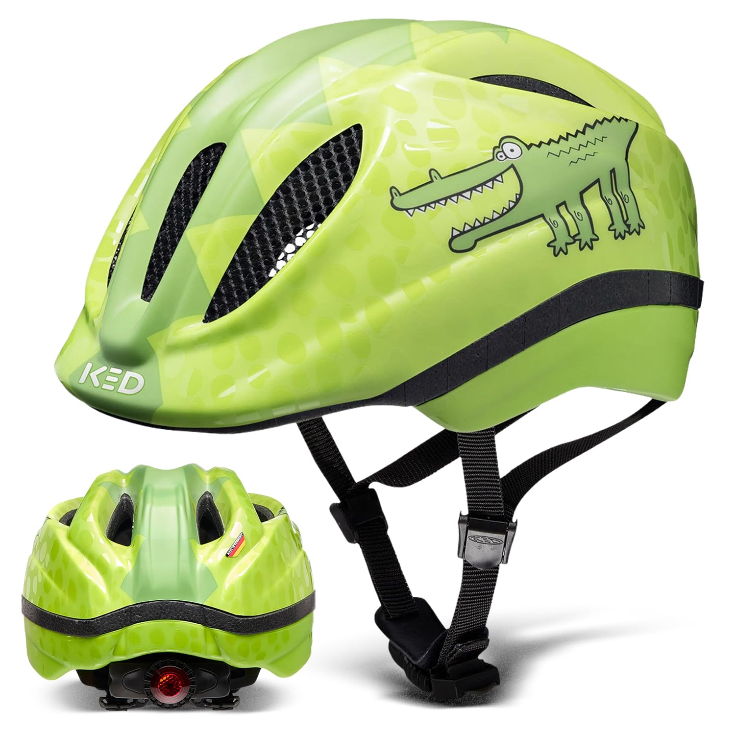 KED Meggy II Trend | Kids Bike Helmet with maxSHELL®, QUICKSAFE® System & LED Rear Light | Boys & Girls Kids Helmet for Cycling & Skating | Lightweight with 8 Vents & Insect Net | Made in Germany