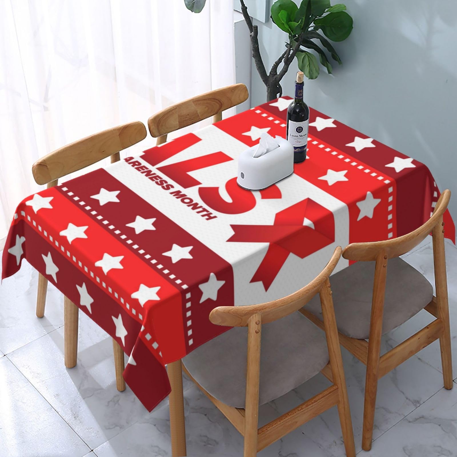JunHeArt Als Awareness Month Tablecloth Rectangle Table Cover Washable Table Cloths Decor For Kitchen 54" X 72"