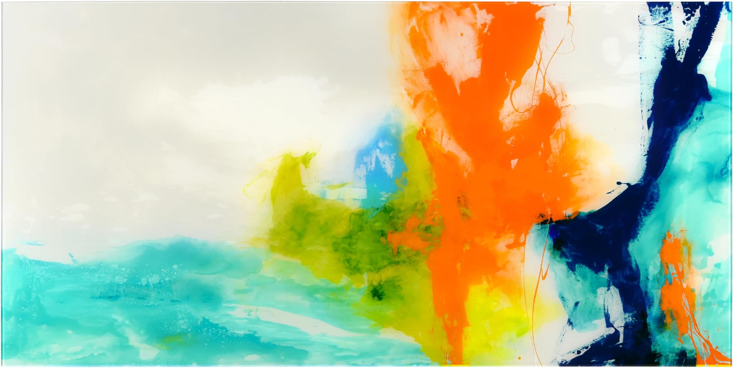 Empire Art Direct TMP-108453-2448 Tidal Abstract 1 Frameless Free Floating Tempered Glass Panel Graphic Wall Art, 48" x 24" x 0.2", Ready to Hang