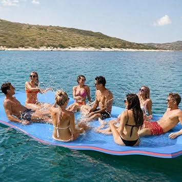 9/10/12/18 FT 3-Layer XPE Lily Pad Floating Mat, Double-Sided Use Floating Water Mat, Floating Mat for Lack/River/Sea/Pool, Water Mat Suitable for Adult and Child