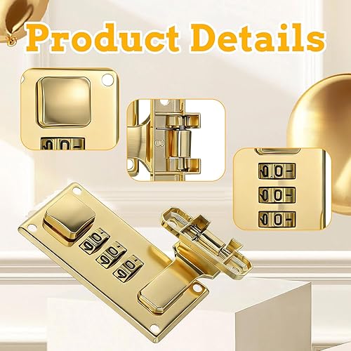 Miniatura 3 de 2 cerraduras de combinación de equipaje, cerrojo para caja de herramientas, combinación de 3 dígitos, cerradura de contraseña para equipaje y maleta