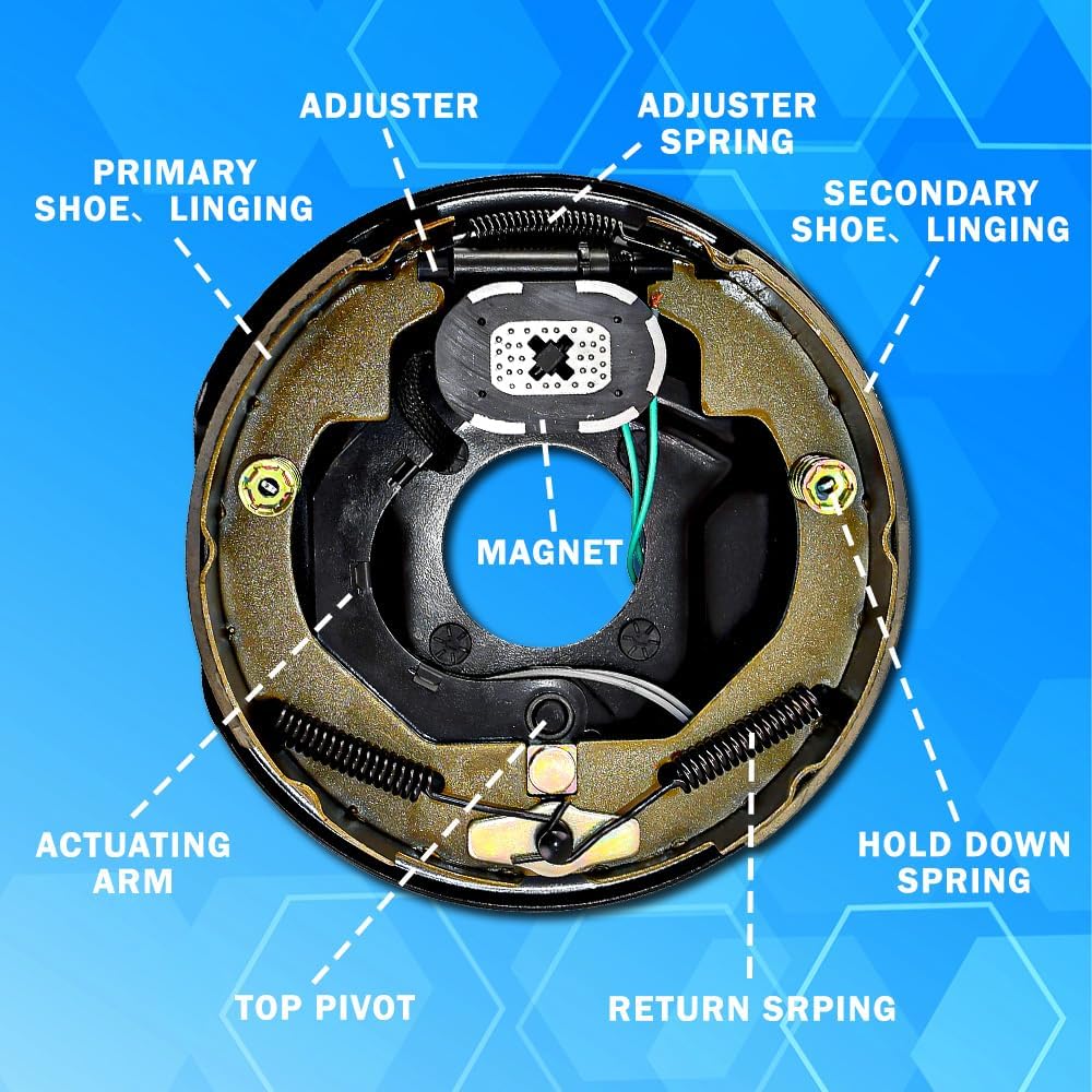 2 Sets 5 on 4.5" Trailer Brake Drum Kits with 10" x 2 1/4" Electric Trailer Brake,Trailer Brake Kit for 3,500lbs Trailer Axle