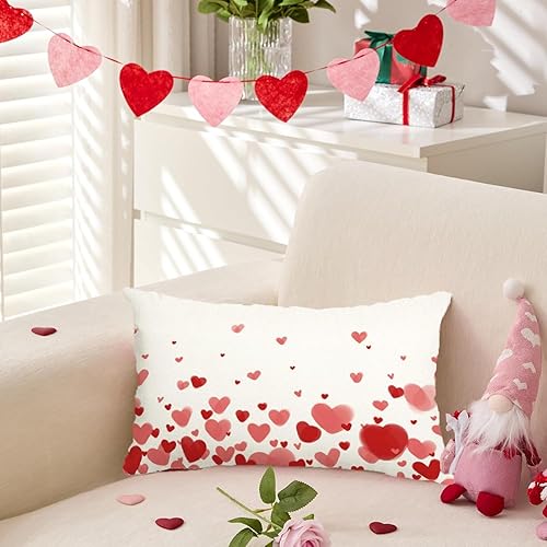 Miniatura 4 de RABUSOFA Fundas de almohada de San Valentín de 12 x 20 pulgadas, decoración del día de San Valentín, fundas de cojín lumbar, fundas de cojín lumbar