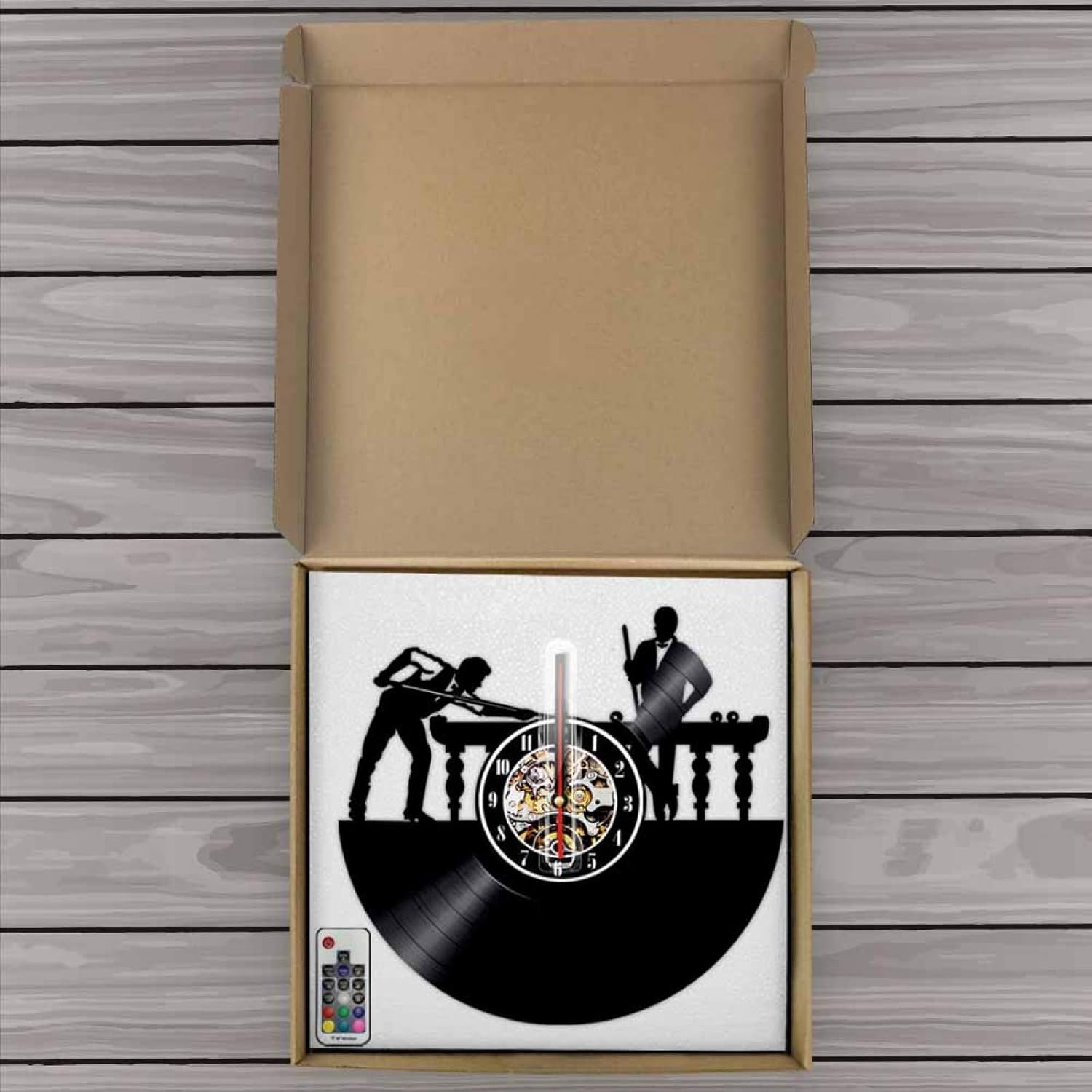 12 Inch Decorative Wall Clock Billiards Sport Vinyl Record Wall Clock Modern Design Pool Table Pool Players Wall Clock Billiard Room Decor Gifts for Room Decoration