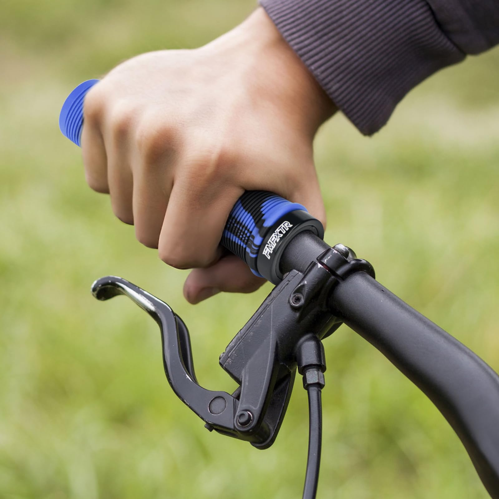 Manopole Per Manubrio Bicicletta Antiscivolo - 1 Paio In Gomma Con Blocco In Alluminio 22mm Per MTB, BMX E City Bike - Foto 5