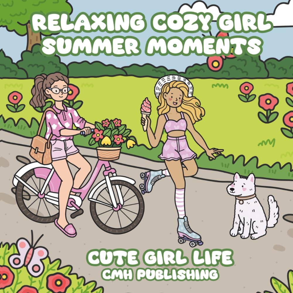 Relaxing Cozy Girl Summer Moments Coloring Book: Cute Girl Life Featuring Adorable Moments, Everyday Activities, and Sweet Outdoor Scenes (Cozy Girl Life)