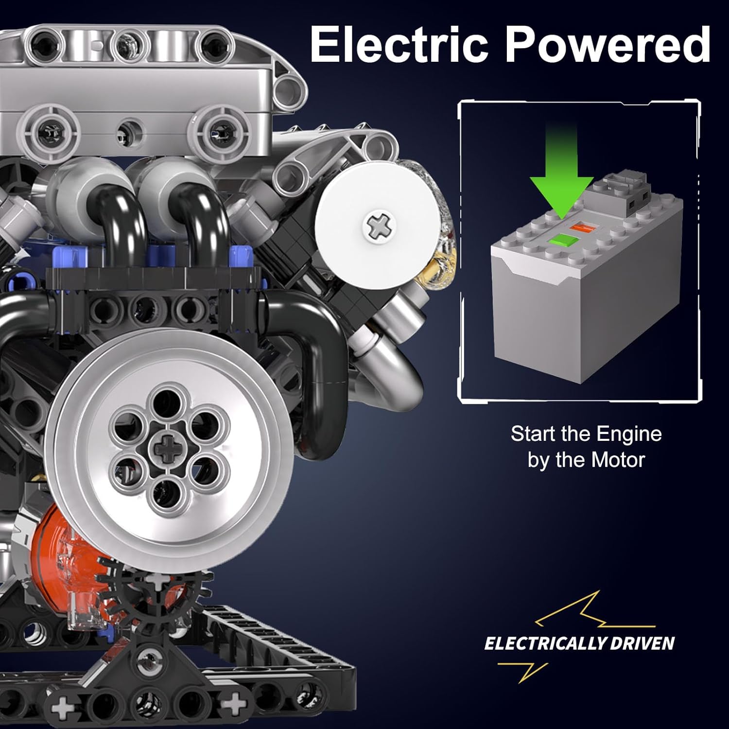 Mould King 10088 V8 Engine Model Building Kit That Runs, Build Your Own Mini Engine That Works, STEM Toy Gift for Adults 14+ Teens, DIY Mechanic Engineering Construction for Display (535 PCS)