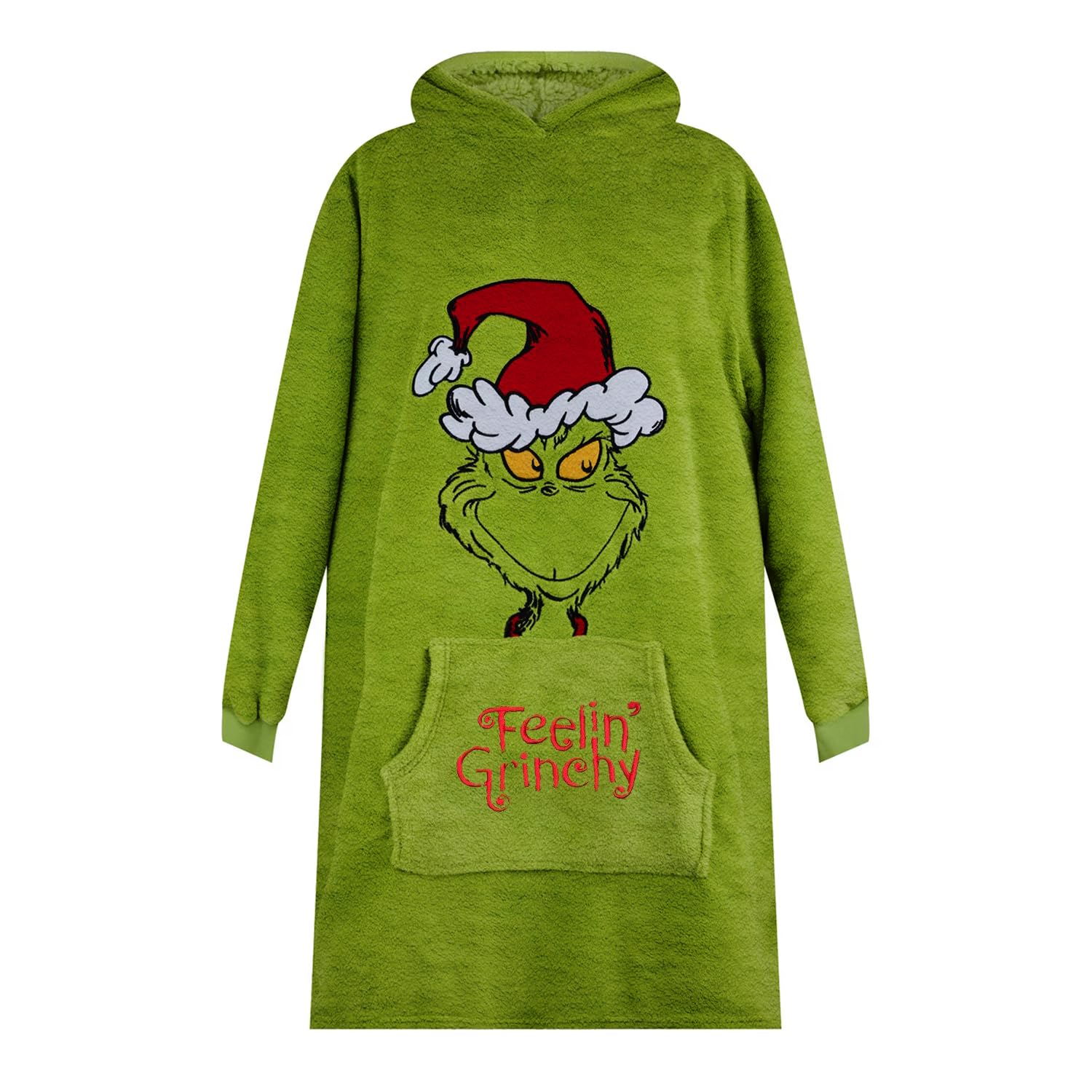 The Grinch Hodie - Oversized Blanket Hoodie for Kids Warm Comfy Fleece Fluffy Unisex Hoodie Gift for Boys & Girls One Size Sweater With Pocket (Kids (5-12yrs))