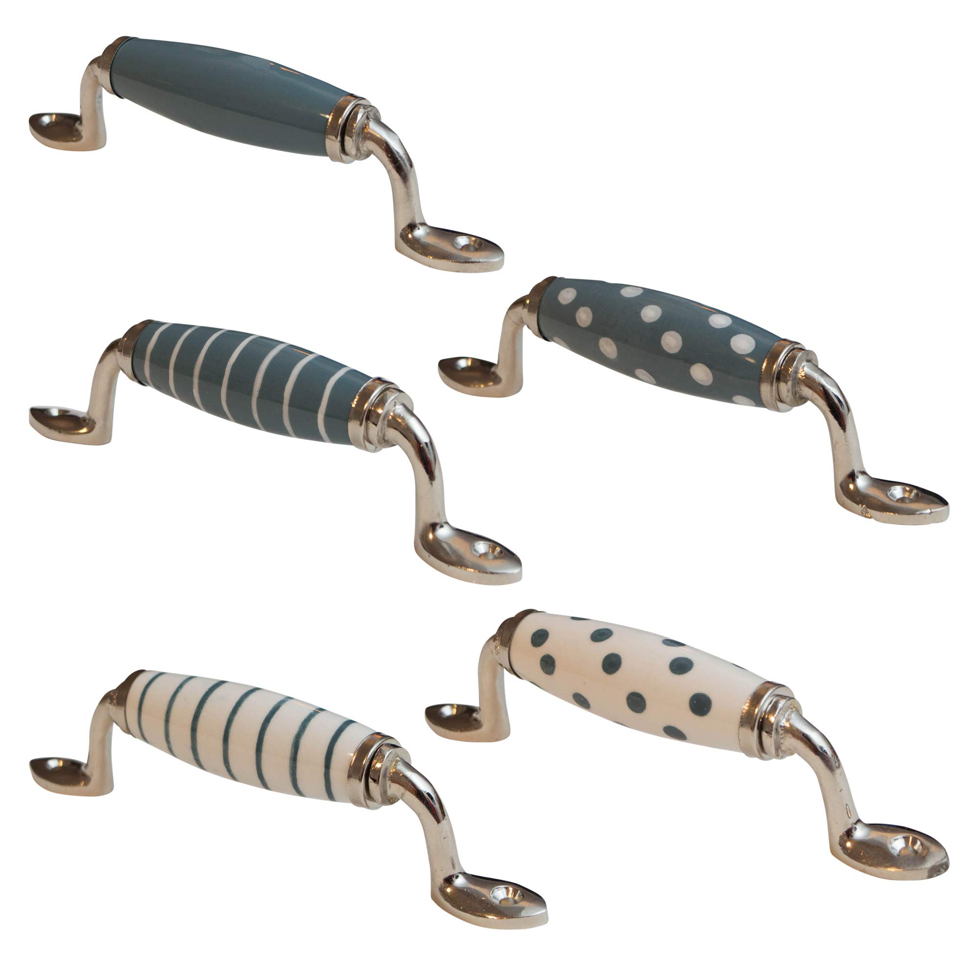 Knober Dekorativer Möbelgriff Schubladengriff Keramik Schrankgriff Shabby Chic Küche (5 X Möbelgriff Set Keramik Schrankgriff grau Shabby Chic Schublade …)