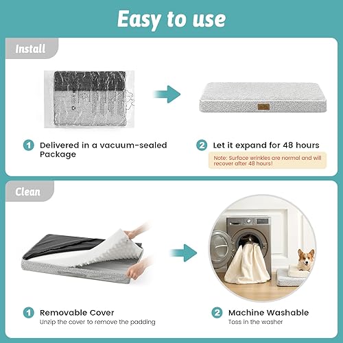 Miniatura 7 de Cama ortopédica para perros grandes, funda extraíble y lavable extragrande con forro impermeable y parte inferior antideslizante, cama rectangular