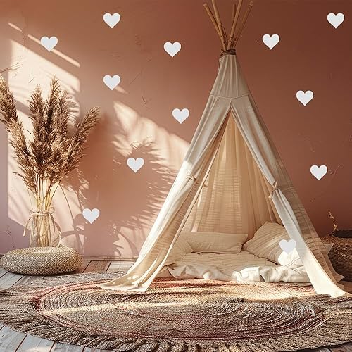Miniatura 3 de Calcomanías de pared de corazón mate, 120 calcomanías estéticas de corazón de 2 pulgadas para decoración de guardería y habitación de niños