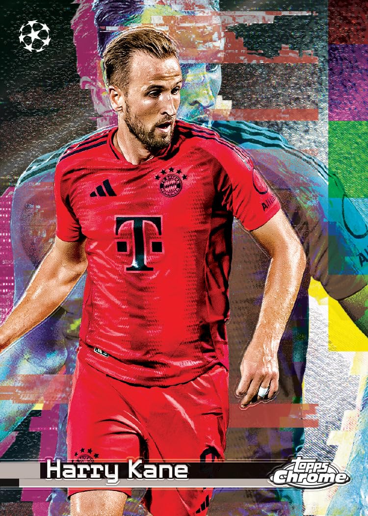 2024-25 Topps Chrome® UEFA Club Competitions - Value Box. 7 confezioni per scatola, 4 carte per confezione.
