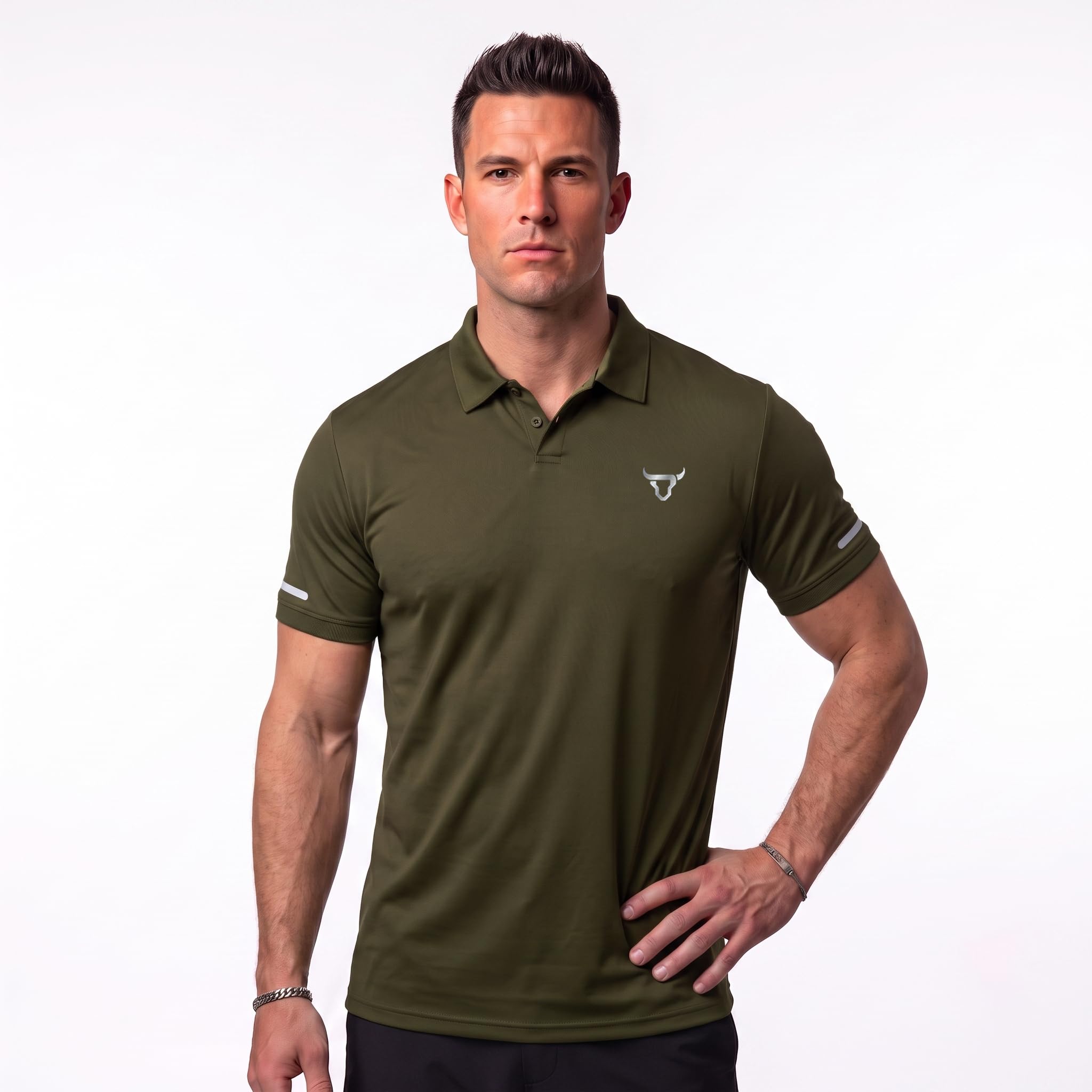 Herren-Poloshirt, atmungsaktiv und leicht, schnell trocknend, 3 Knöpfe, gerippter Kragen, bequem, kurzärmelig, 3 Stück