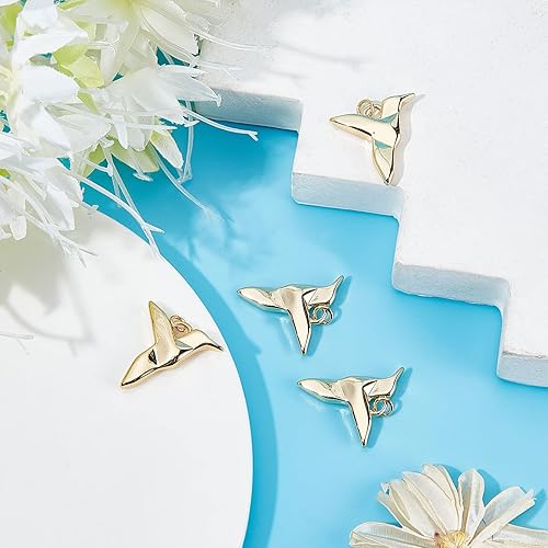 Miniatura 4 de Beebeecraft 6 unidades/caja de dijes de colibrí chapados en oro de 18 quilates de latón con forma de pájaro con anillo de salto para hacer joyas,