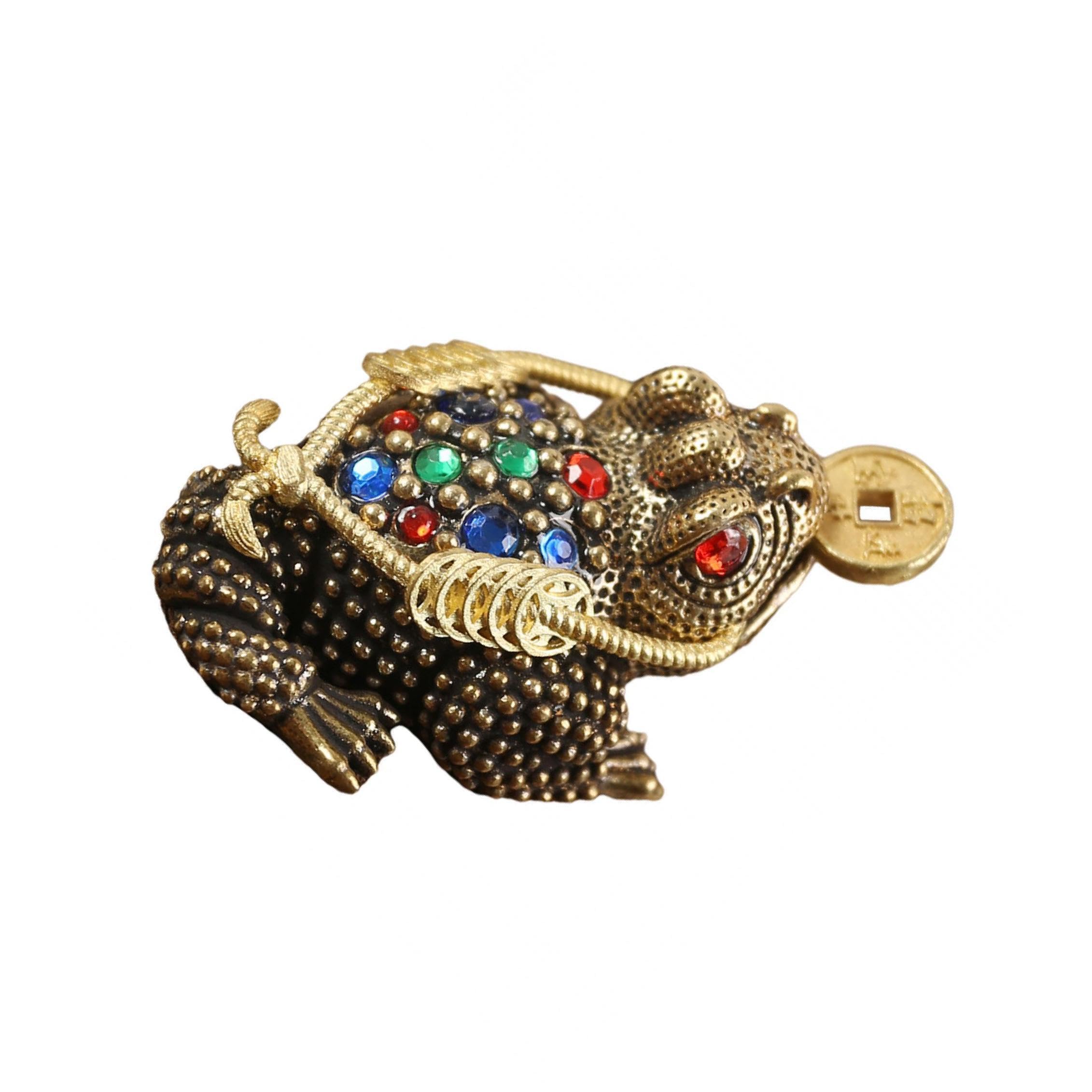 TWISAXC Table Decoration Souvenir Vintage Brass Money Toad Craft For Financial Prosperity Representing Wealth And Dignity Chinese Brass Lucky Money Frog