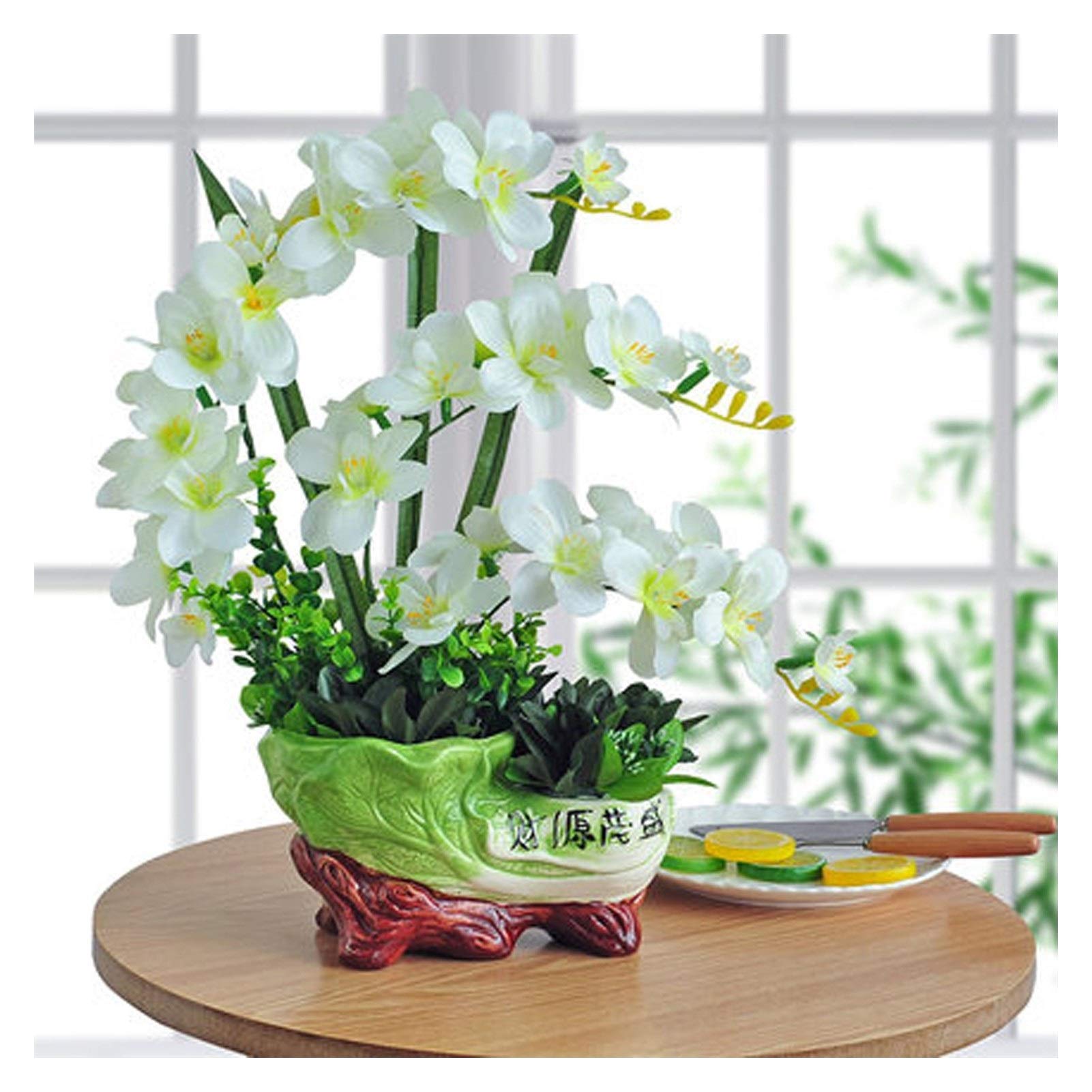Fausse plante d'orchidée avec pot en céramique aux finitions réalistes