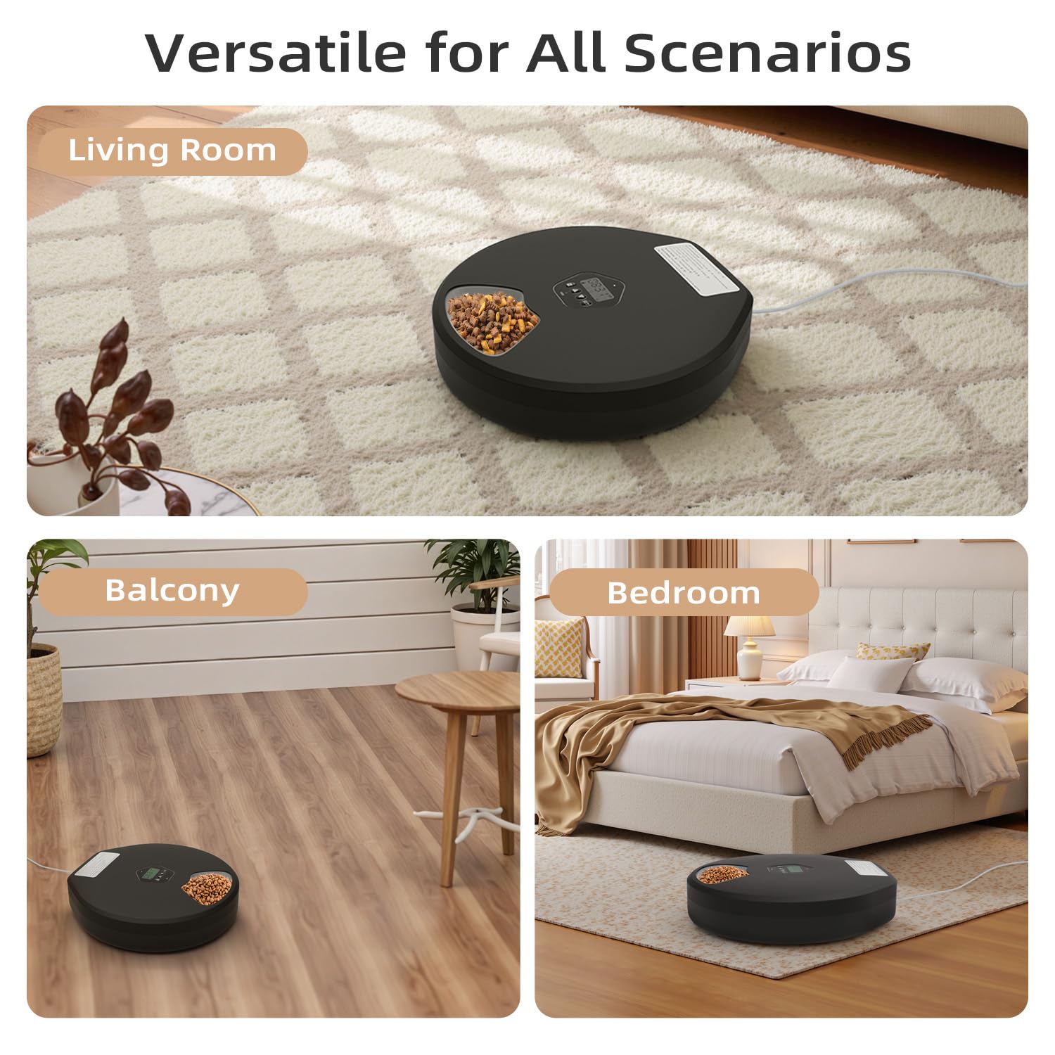 Automatic Pet Feeder for Wet & Dry Food, 5-Meal Timer Dispenser with 2 Ice Packs, Programmable Smart Feeder for Cats/Dogs – Keep Food Fresh Longer (Pet Feeder with 2 Ice Cube Tray)