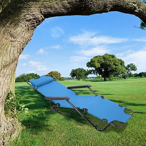 Miniatura 2 de Volowoo Tumbona plegable para exteriores, ajustable, portátil, ligera, reclinable, para jardín, cama de campamento para patio, terraza y piscina