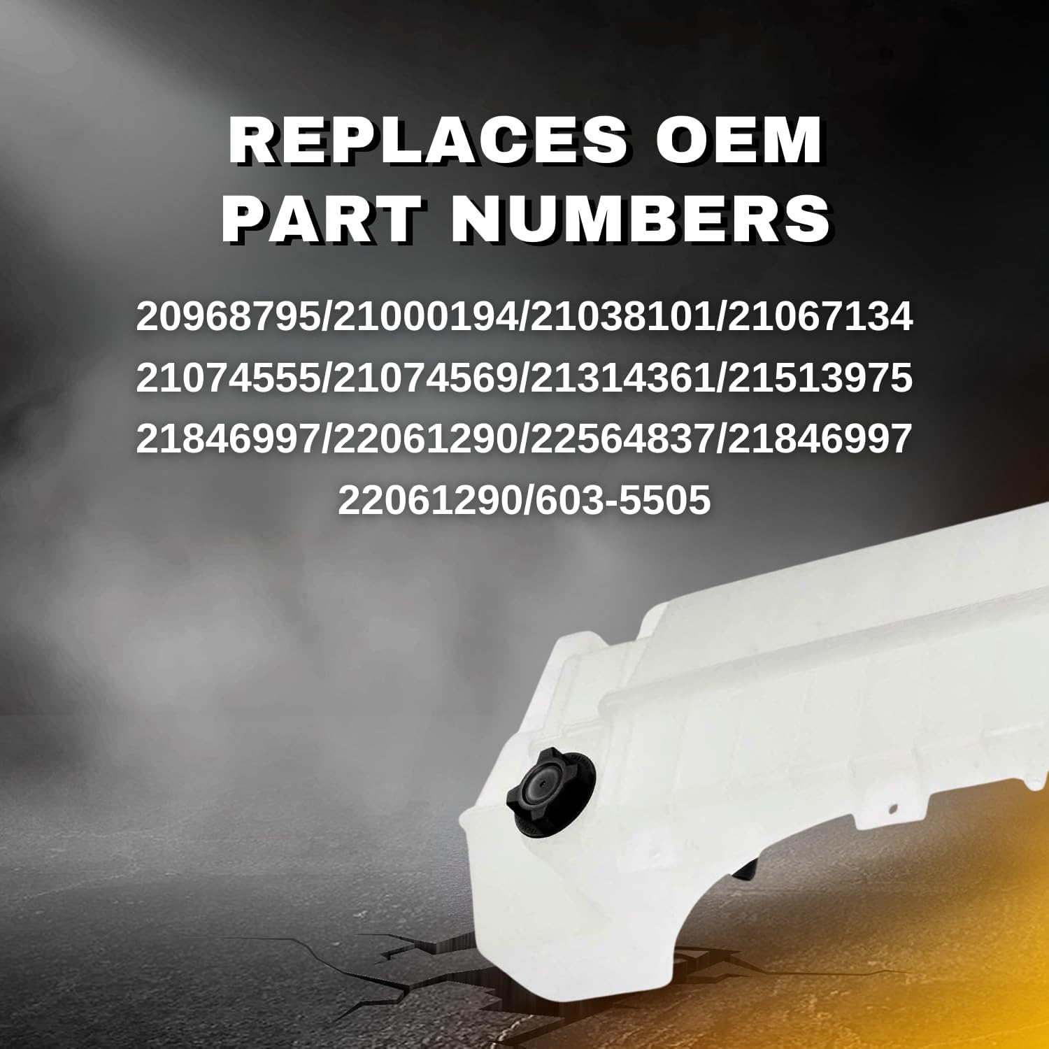 TORQUE 603-5505 Heavy Duty Coolant Tank Reservoir for 2008 - 2024 Volvo VNL, VNM, VHD & Mack CHU CXU Pinnacle Anthem, Replace OEM 21513975, 21846997, 21513979, 21846995 [Caps & Sensor Included](TR051)