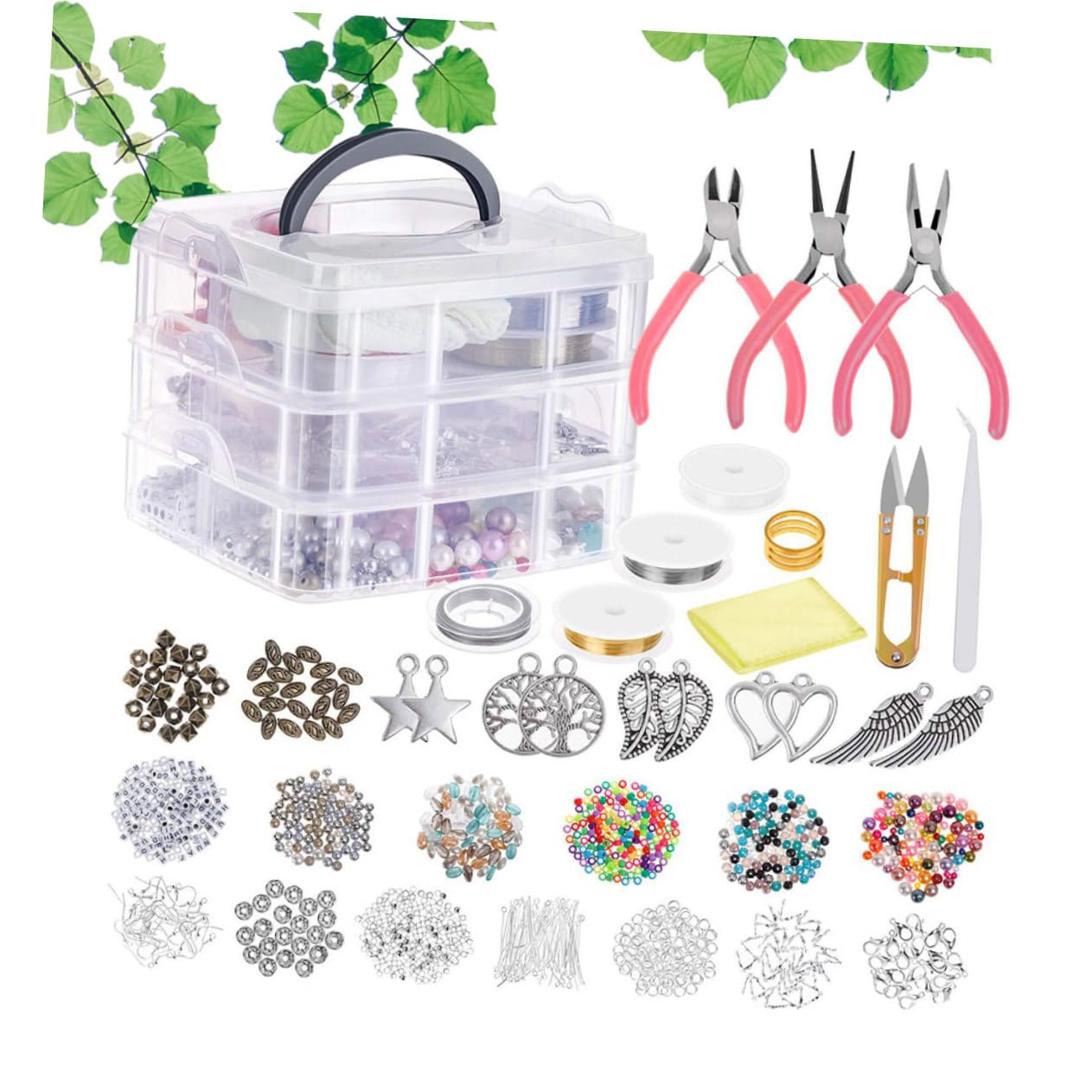 COHEALI Kit per Creazione Gioielli 1186 Pezzi, Set a Tre Strati