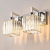 Vista 23 de Moderna lámpara de cristal para tocador/pared de baño, de 6 luces, con acabado de latón cepillado color dorado