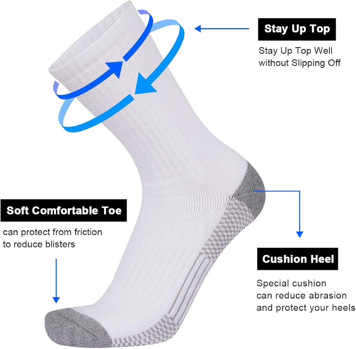 COOVAN 12 Pack Crew Socks for Men Full Cushion Moisture Wicking Athletic Socks at  Men’s Clothing store