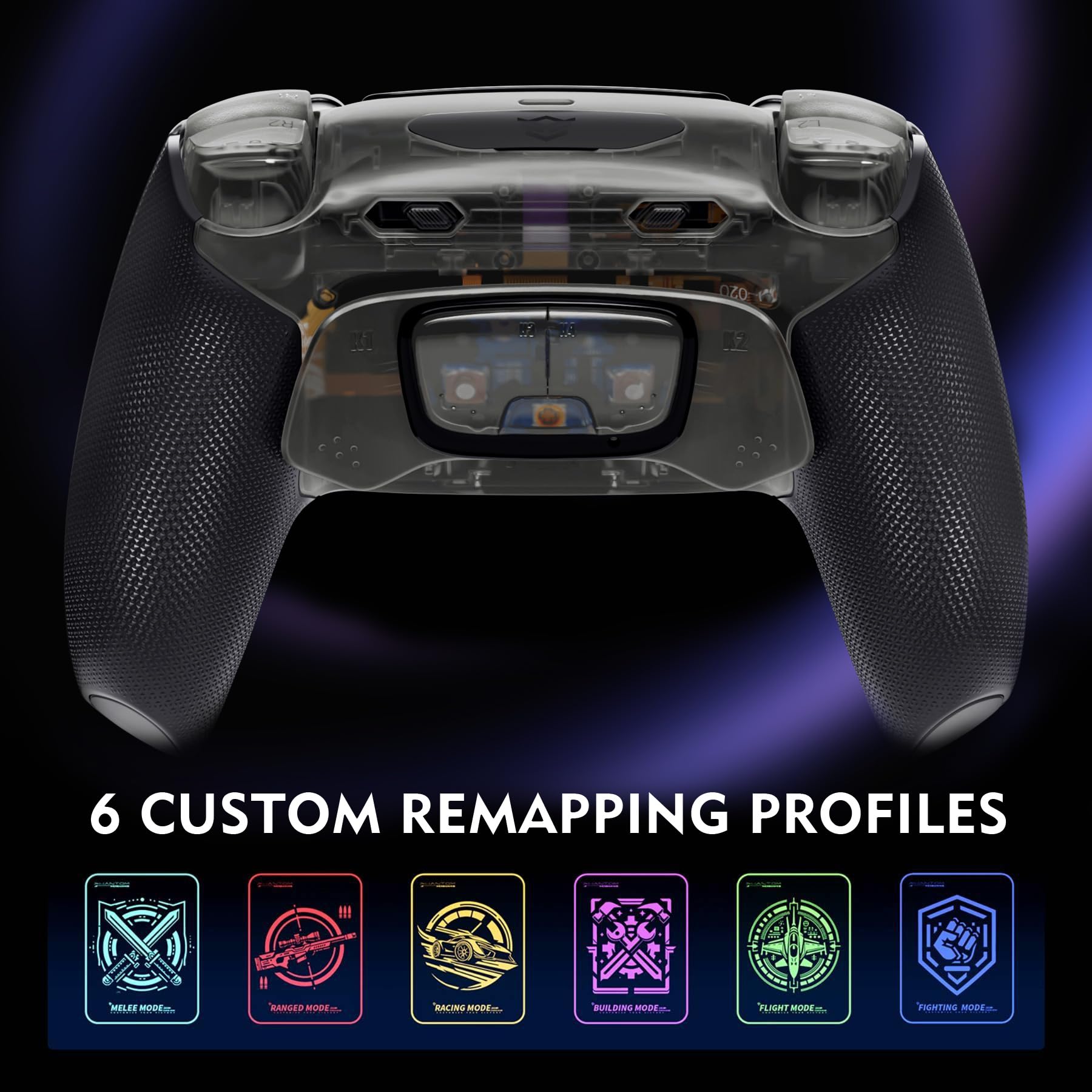 HEXGAMING ULTIMATE PRO Controller per ps5/PC,Wireless/USB Joystick Pro | 4 Tasti Posteriori Rimappabili&8 Levette Analogiche Effetto Hall&6 Profil&Trigger Grilletti Regolabili,Nero Esploratore