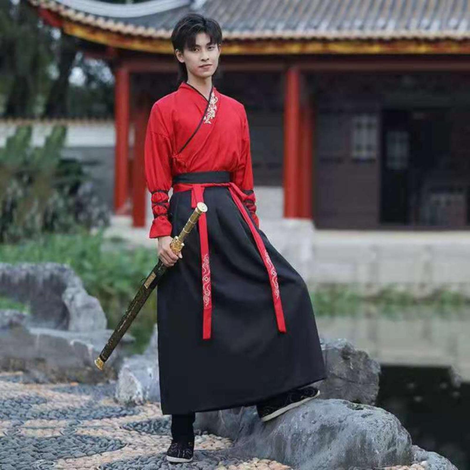 Tang Dynasty Klasyczny Hanfu Szata Tradycyjny Starożytny Szermierz Kostiumy Tang Garnitur Folk CP Pary Hanfu Strój Cosplay