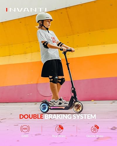 Miniatura 4 de INVANTI KS03 - Patineta eléctrica para niños de 8 años en adelante, motor de 180W, velocidad máxima de 12 mph y 10 millas, rueda sólida de 7