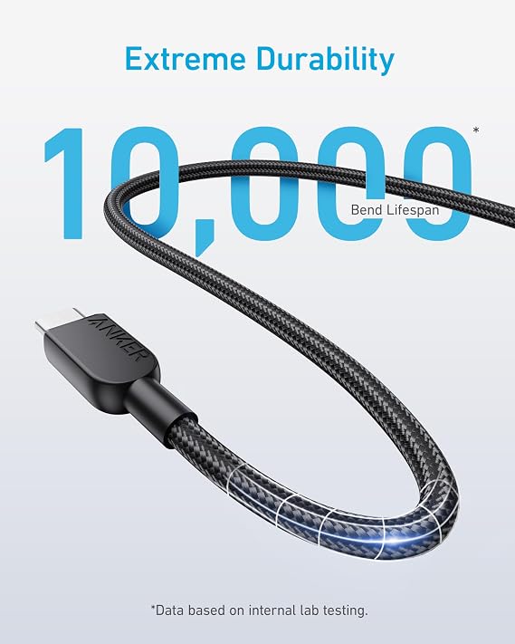 Anker USB C to USB C Cable, 240W Fast Charging Cord (2-Pack, 3 ft, Black)