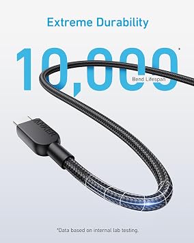 Anker USB C to USB C Cable, 240W Fast Charging Cord (2-Pack, 3 ft, Black)