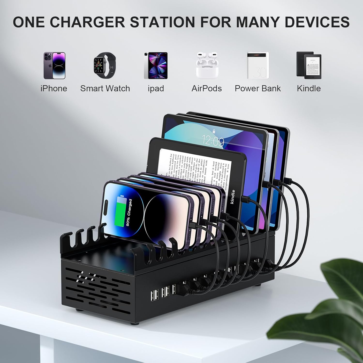 300W USB Charging Station, ALI SEA 22 Port USB Fast Charging Station for Multiple Devices, Multi Charger Station Organizer Compatible with Cellphone, Tablet, Kindle, iPad and More