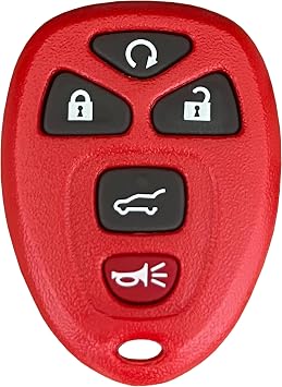 Key Fob Cover for Chevy Suburban Tahoe Traverse / GMC Acadia Yukon / Cadillac Escalade SRX/ Buick Enclave / Saturn Outlook Replacement for Keyless Entry Remote Key Shell Red
