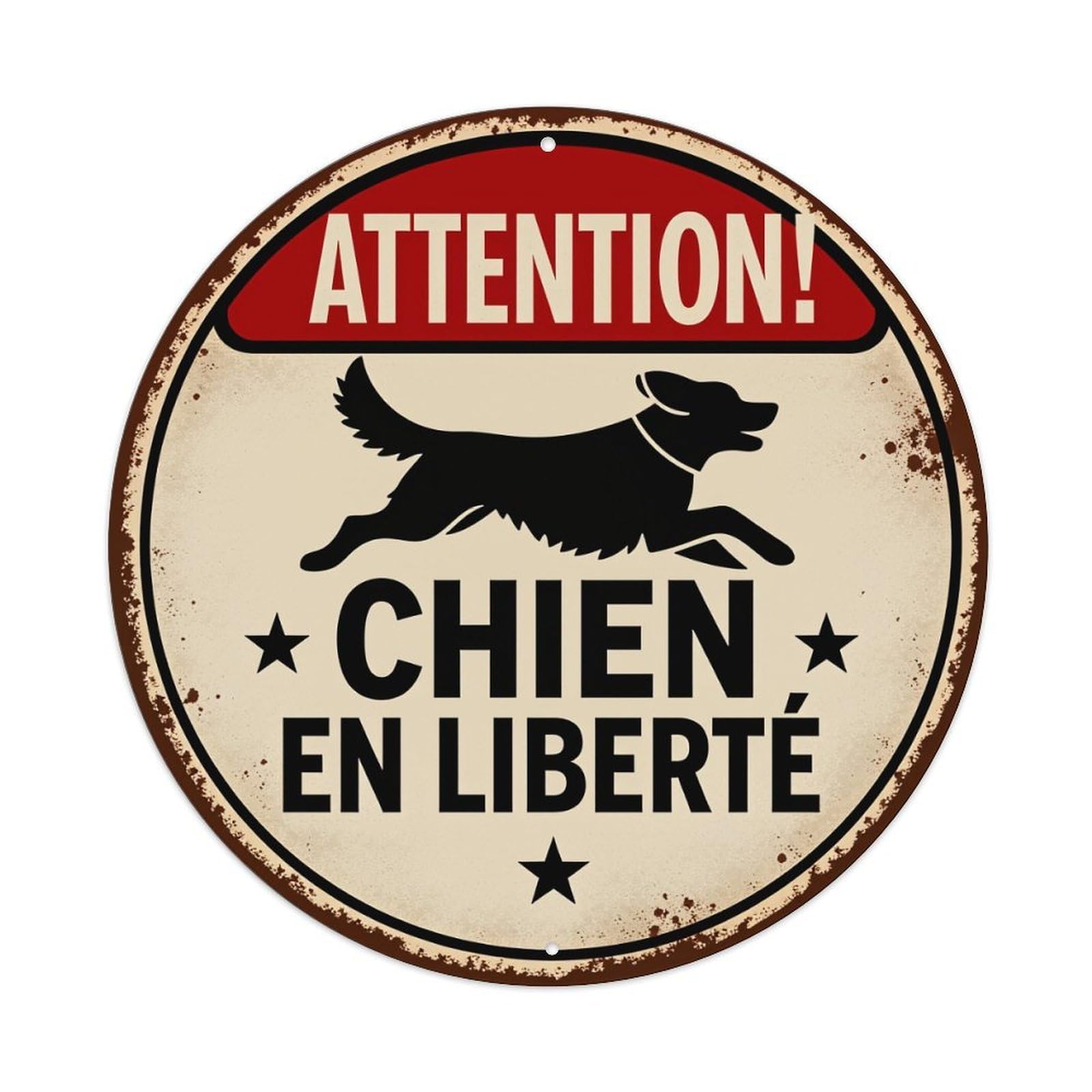 Beware of Dog Loose Round Tin Sign Vintage Style Metal Sign Home Bar Garden Wall Plaque Decor Metal Poster 8x8 Inch