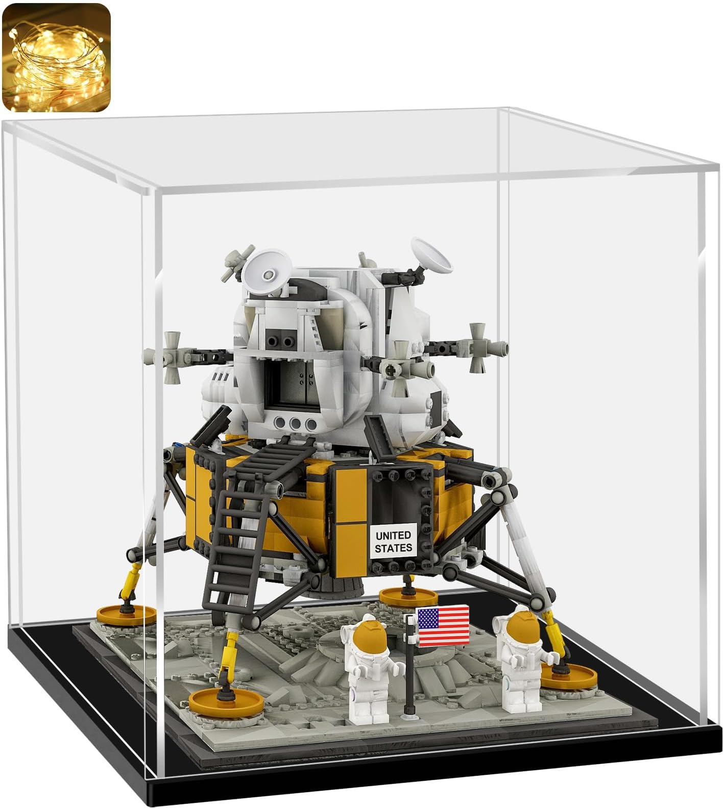 LANSCOERY Acrylic Display Case, Assemble Large Showcase Display Box for Collectibles, with Dustproof & Seamless Display Design, 18x12x16inch Thick Black Base