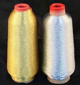 2 Cone Gold & Silver Metallic Machine Embroidery Threads - 6562 Yards