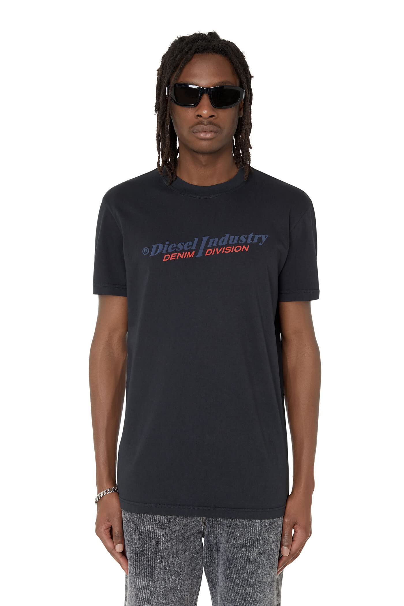 DieselIndustry Denim Division Maglietta Logo Adulto Unisex (L) (Nero)
