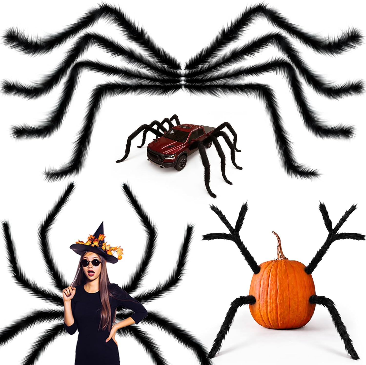 VioraWhite 8 Pcs 3.28 ft Halloween Large Spider Legs, Black