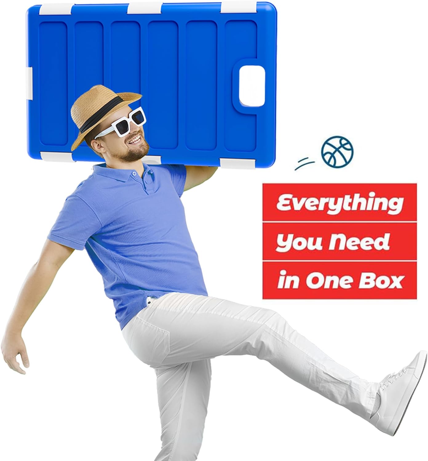 Play22 Swimming Pool Basketball Hoop - 4 Adjustable Height - Revolutionary Base and Storage System, Large Backboard 33"x 54", Pool Toys Basketball Game, Includes 2 Balls and Pump